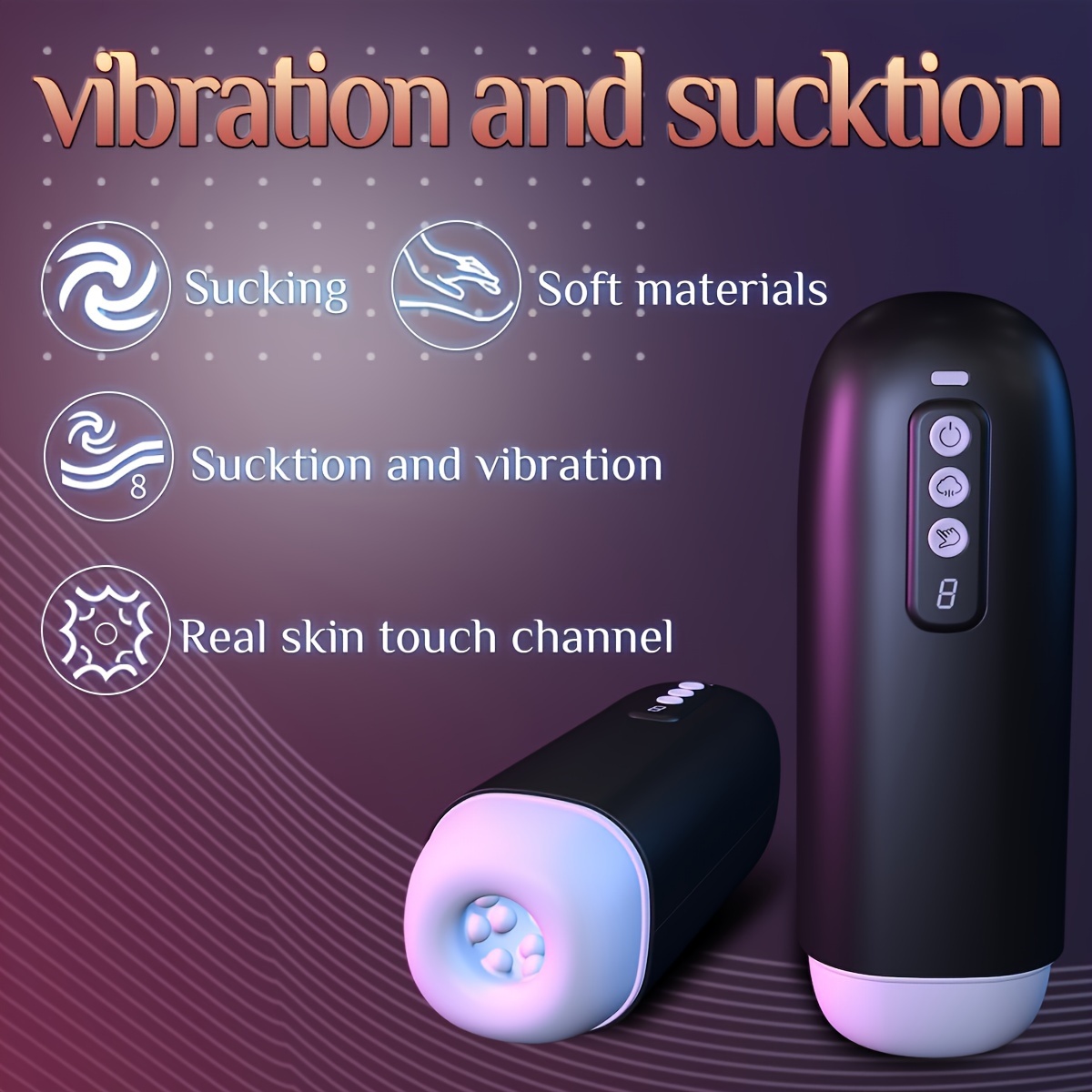 Male Electric Penis Endurance Trainer, 8 Suction and 8 Vibration Modes